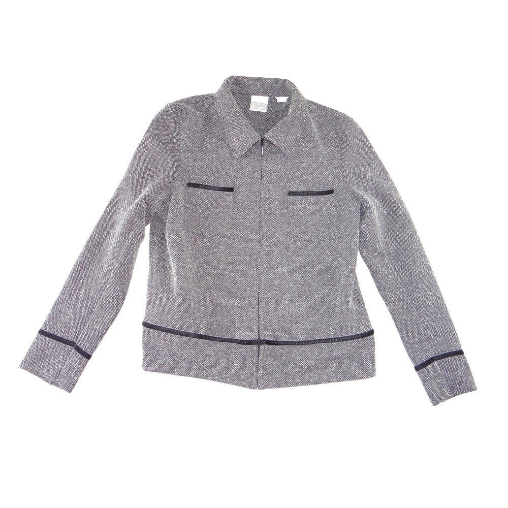 Emma James Petite‎ Grey Textured Zip-Up Jacket Liz Claiborne Size P